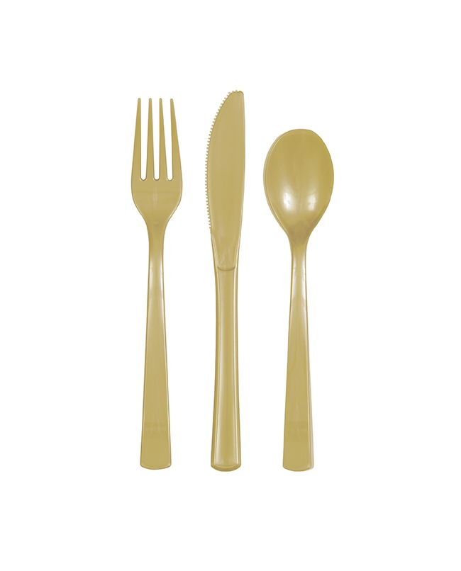 Cubiertos Plastico Oro ***OFERTA DTO NO ACUMULABLE