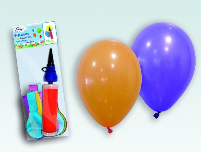 INFLADOR + 16 GLOBOS (EL MODELO DE INFLADOR PUEDE VARIAR)