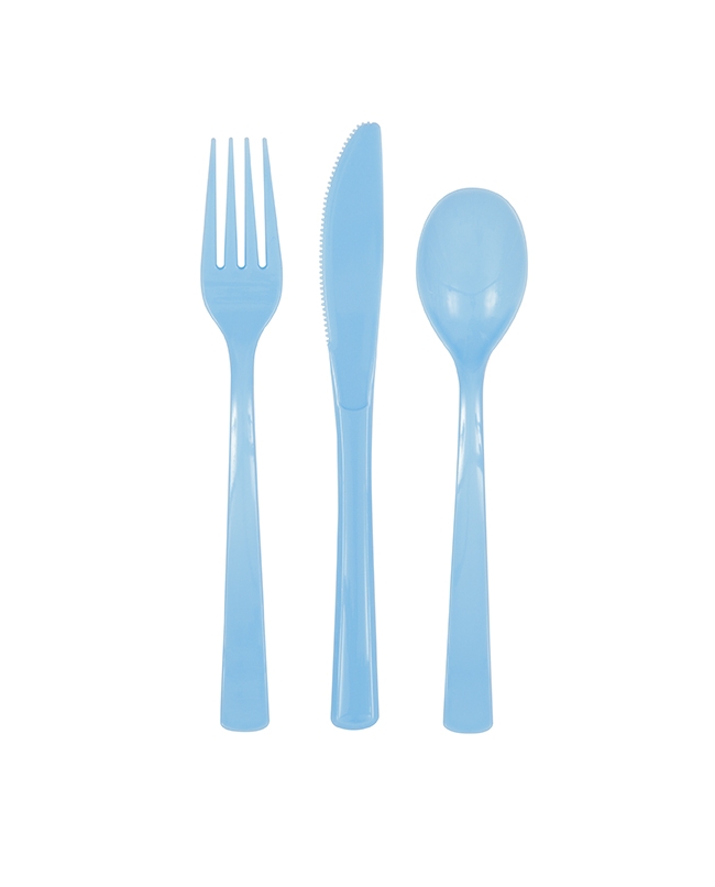 Cubiertos Plastico Azul Pastel ***OFERTA DTO NO ACUMULABLE