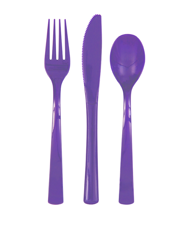 Cubiertos Plastico Morado ***OFERTA DTO NO ACUMULABLE