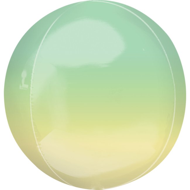 Globo esférico Orbz amarillo y verde - metalizado 40cm