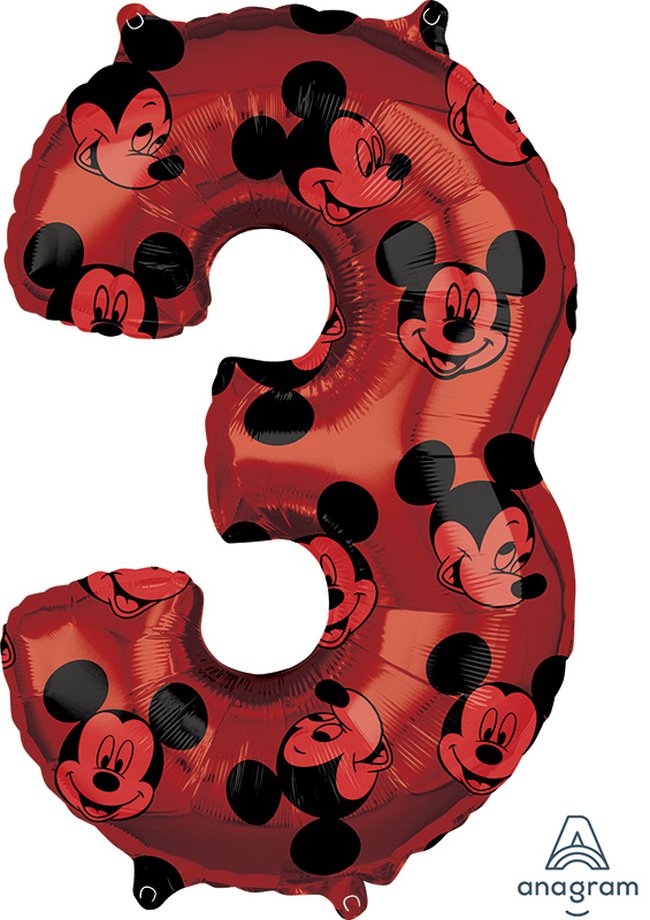 Forma Numero 3 Rojo: Mickey 65cm