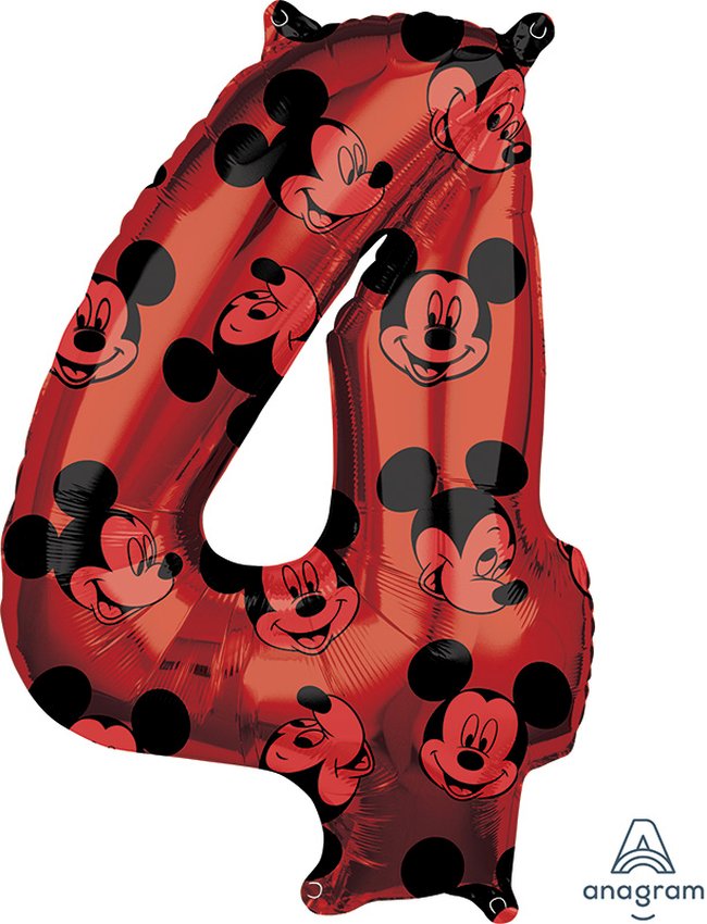Forma Numero 4 Rojo Mickey 65cm