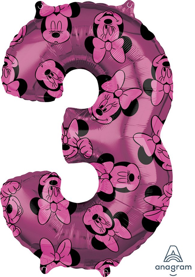 Forma Numero 3 Rosa: Minnie 65cm