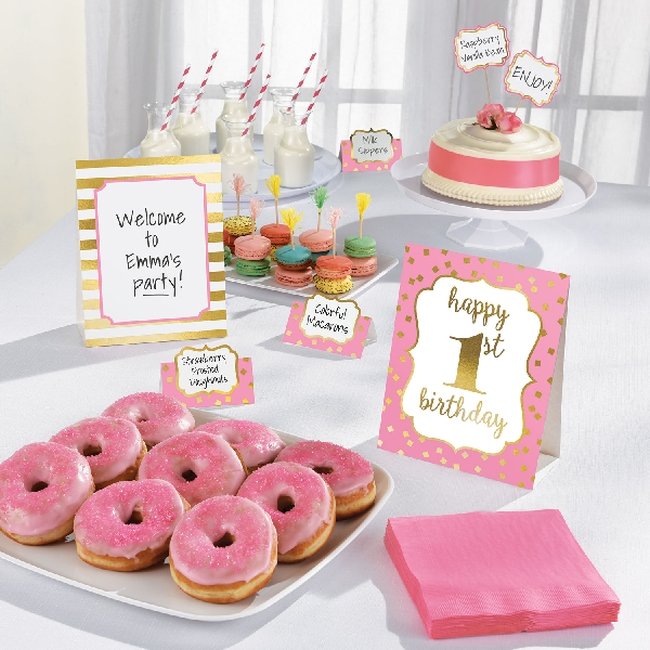 Tarjeta mesa 1st Birthday Girl Buffet Kits 