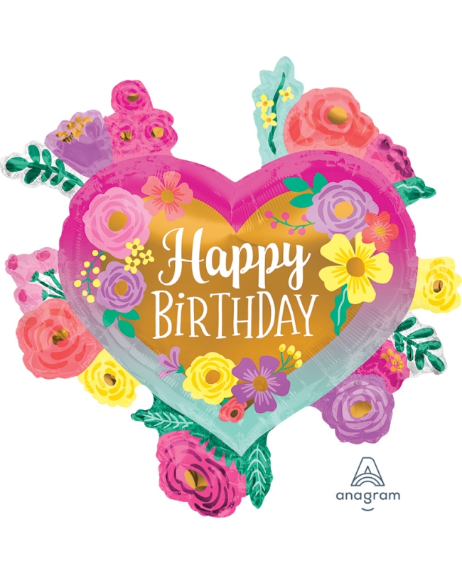 Forma Corazon Flores H.Bday 68X68cm