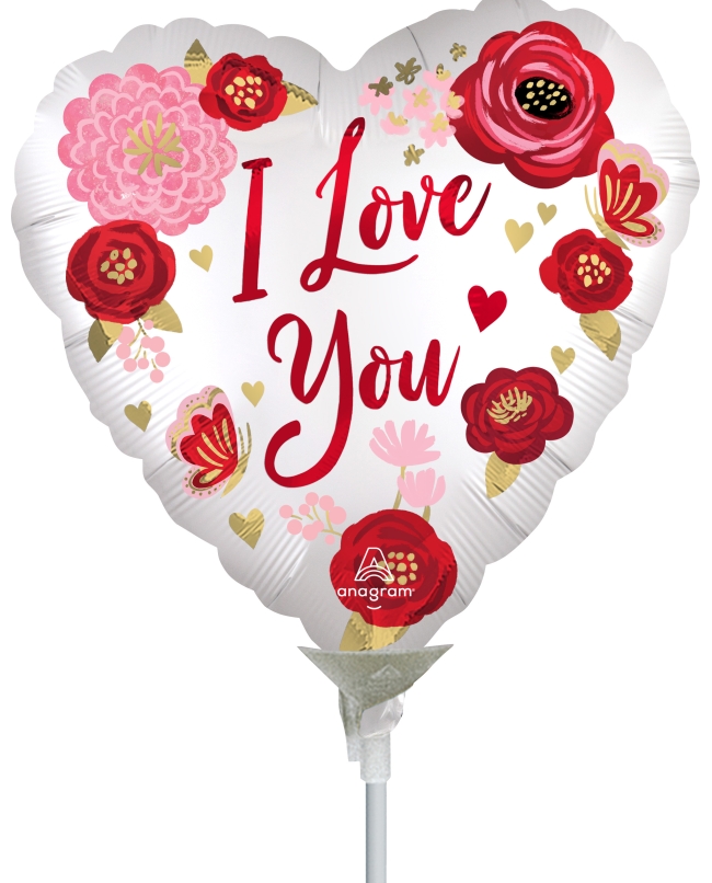 9/23cm MINI I LOVE YOU SATIN FLORES