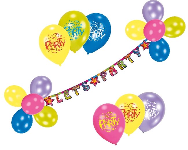 Decoracion Kit Guirnalda Lets Party + Globos Latex