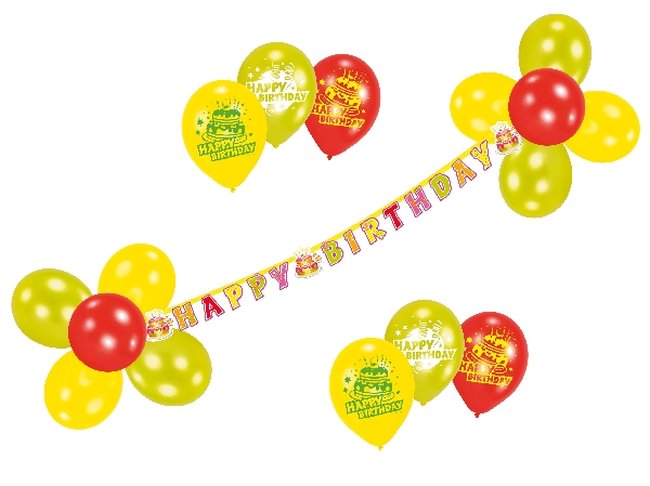 Decoracion Kit Guirnalda H.Bday + Globos Latex