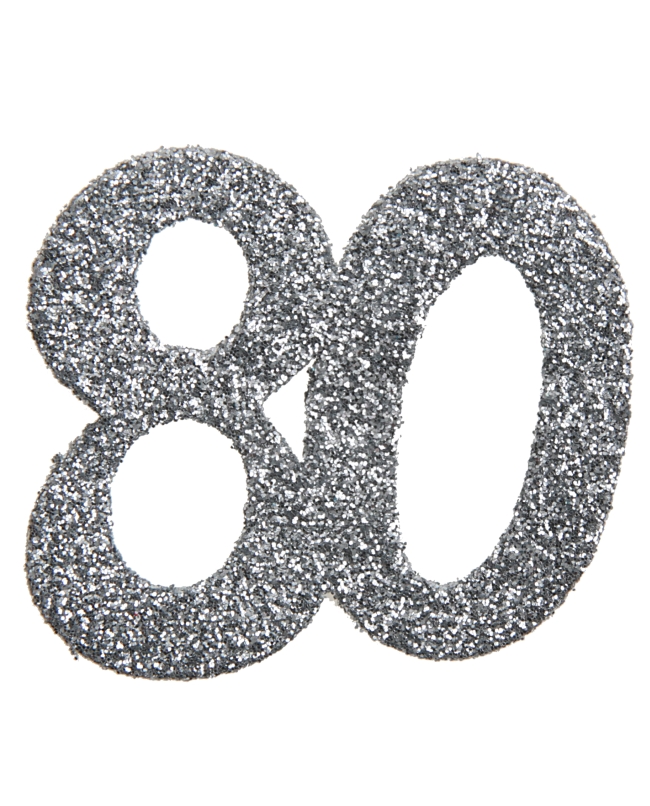 Deco. Mesa Plata Brillante Numero 80 6X6cm Carton ***OFERTA DTO NO ACUMULABLE