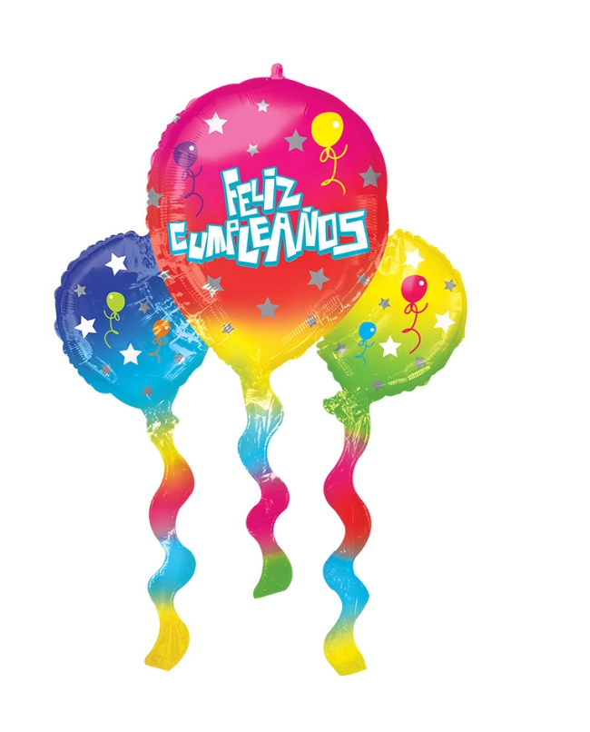 Forma Globos Feliz Cumpleaños Remolino 99 X 66cm