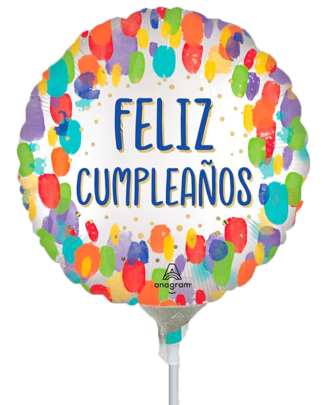 9/23cm MINI FELIZ CUMPLEAÑOS SATIN PUNTOS