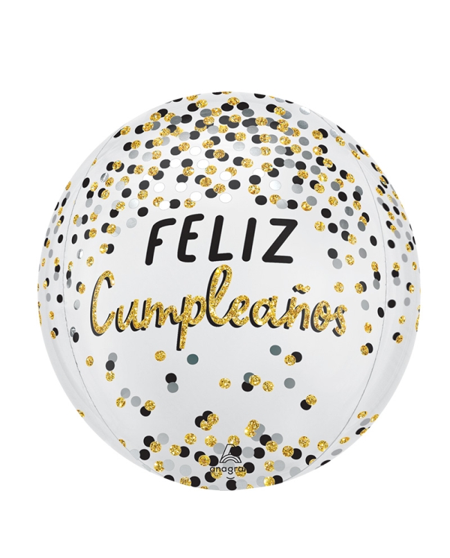 Orbz Feliz Cumpleaños Negro/Plata/Oro 38X40cm