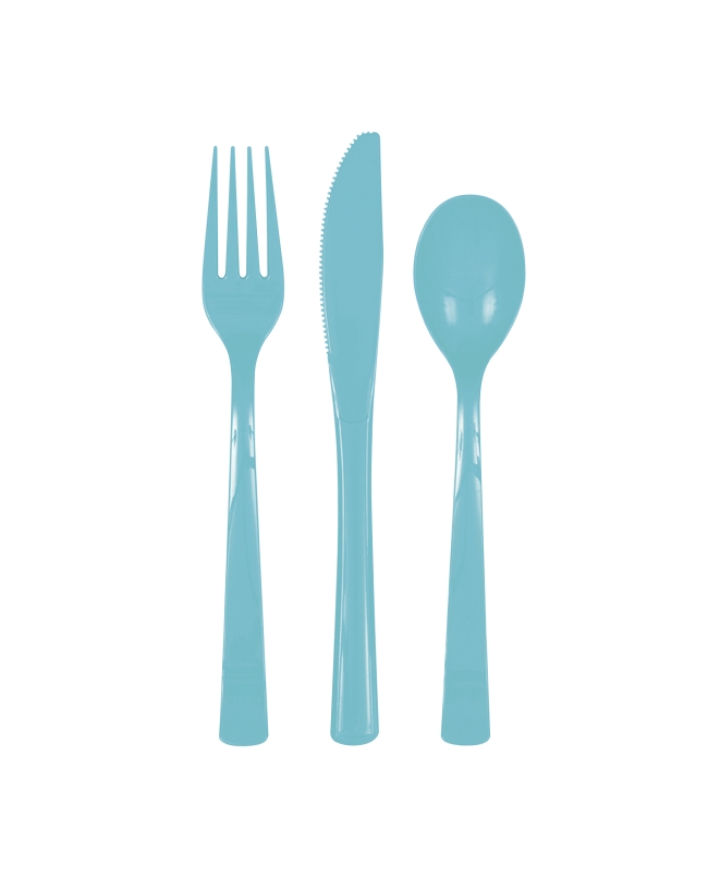 Cubiertos Plastico Turquesa ***OFERTA DTO NO ACUMULABLE