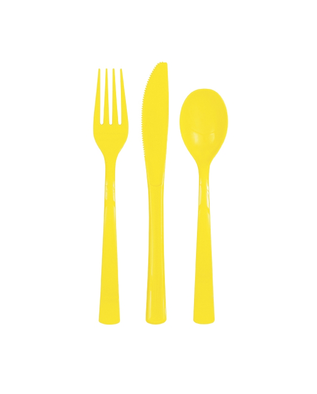 Cubiertos Plastico Amarillo ***OFERTA DTO NO ACUMULABLE