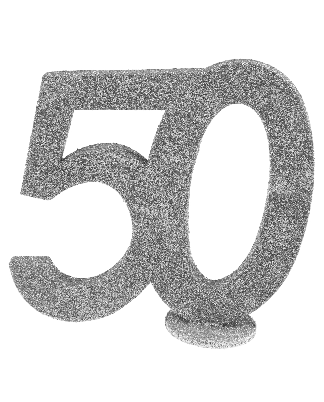 Centro Mesa Plata Brillante Numero 50 11X10cm Poliestireno ***OFERTA DTO NO ACUMULABLE