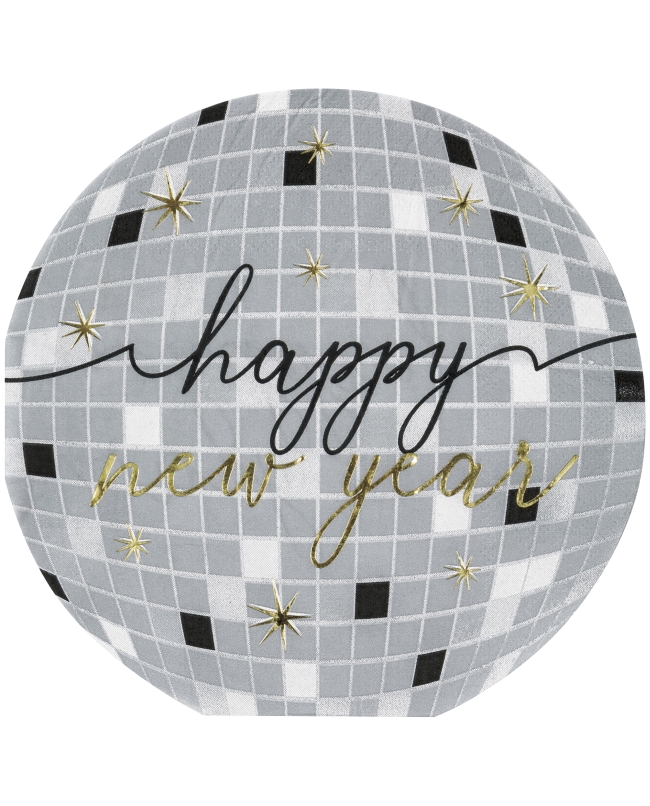 Servilletas Forma Bola Disco H. New Year Estamp.Metal