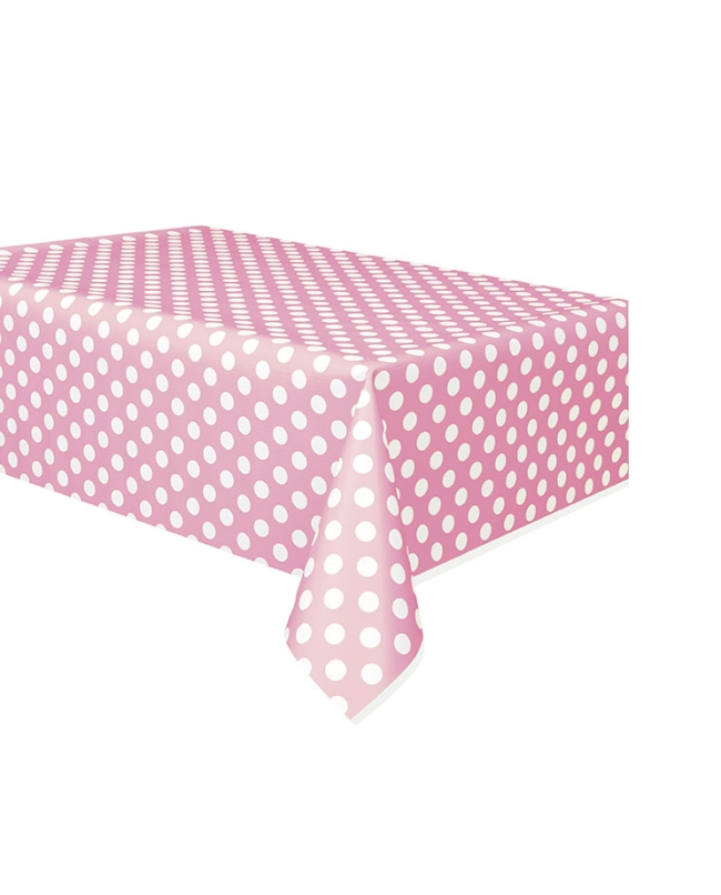 Mantel Puntos Plastico Rosa Pastel 1,37X2,74m