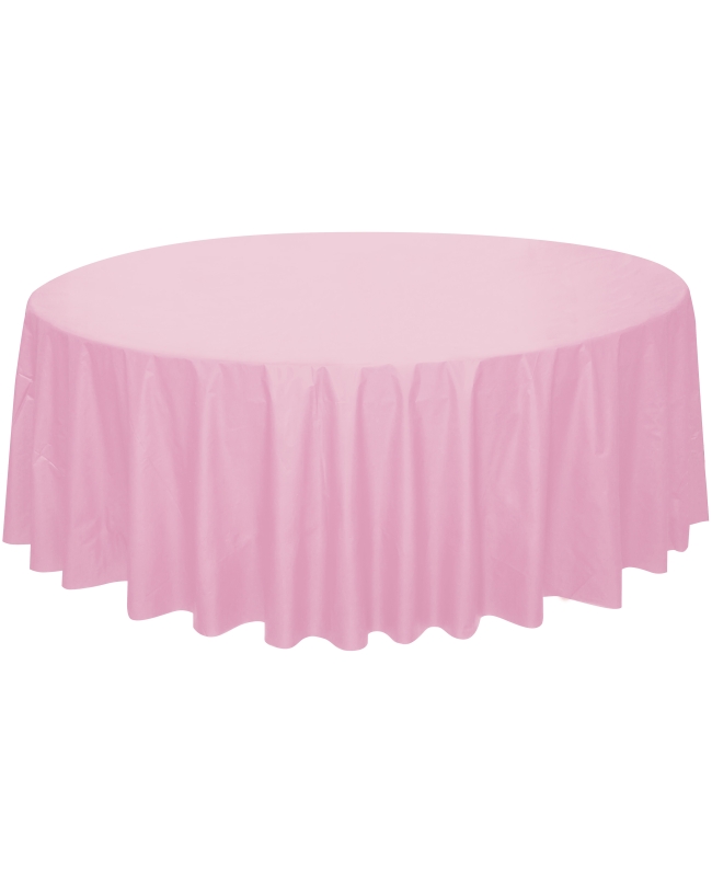 Mantel Plastico Redondo Rosa Pastel 2,13M ***OFERTA DTO NO ACUMULABLE