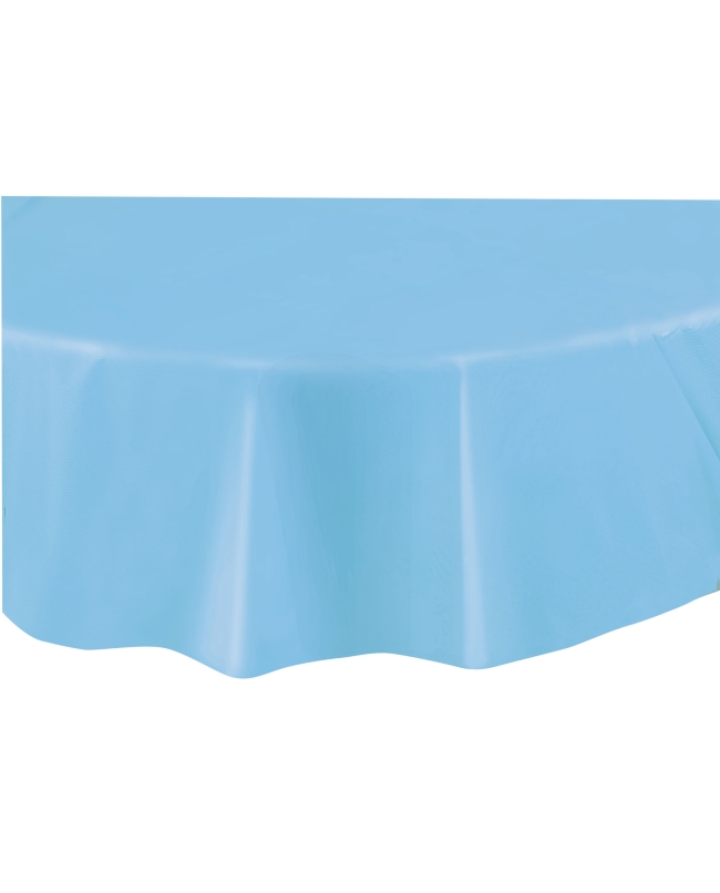 Mantel Plastico Redondo Azul Pastel 2,13M ***OFERTA DTO NO ACUMULABLE