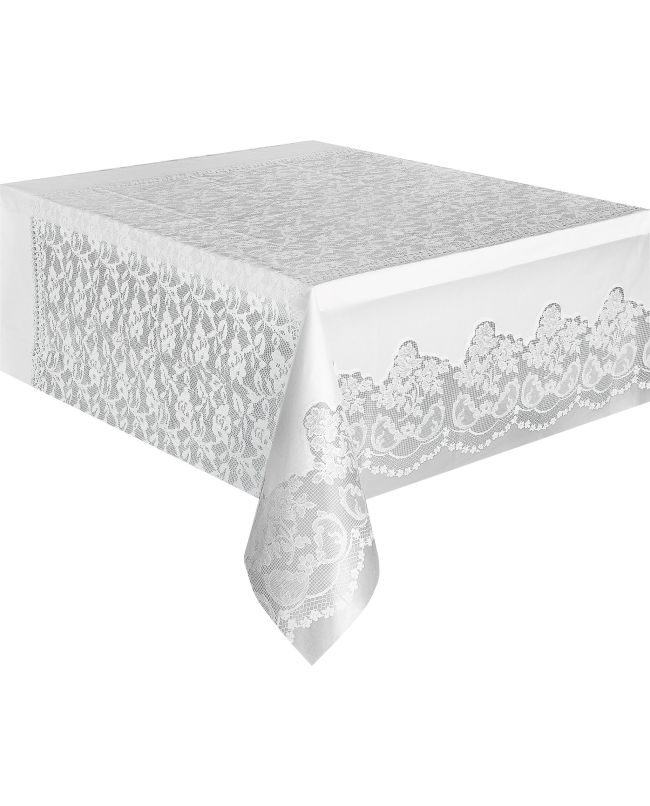 Mantel Plastico Encaje Blanco 1,37X2,74m