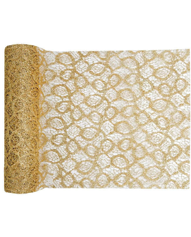 Camino Mesa Lazo Met. Oro 28cm X 5m Poliester ***OFERTA DTO NO ACUMULABLE