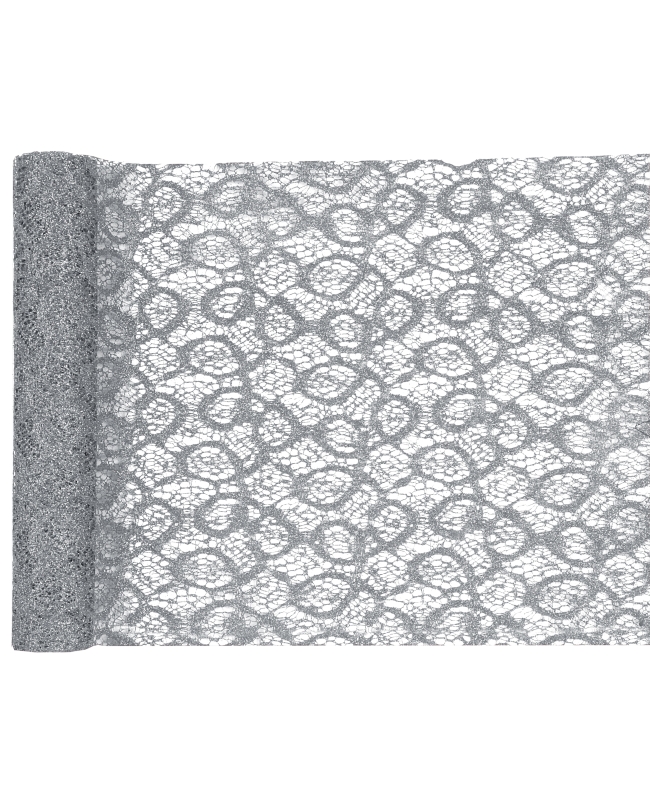 Camino Mesa Lazo Met. Plata 28cm X 5m Poliester ***OFERTA DTO NO ACUMULABLE