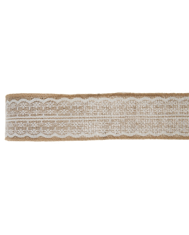 Cinta Encaje Marfil/Kraft 50mm X 2m Yute Y Poliester ***OFERTA DTO NO ACUMULABLE