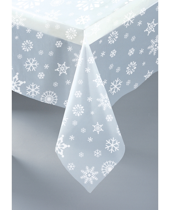 Mantel Plastico Copos Nieve Transparente 137 X 274cm