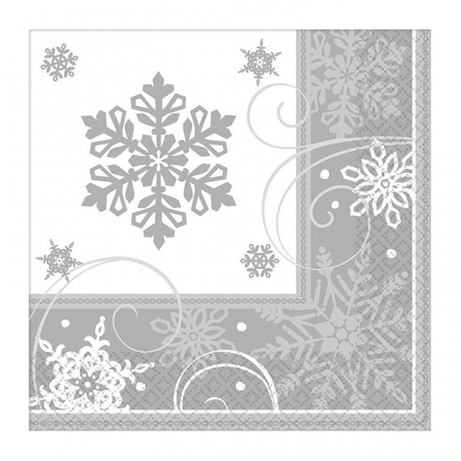 SERVILLETAS 33x33cm LOW CT SPARKLING SNOWFLAKE *DESCUENTO NO ACUMULABLE