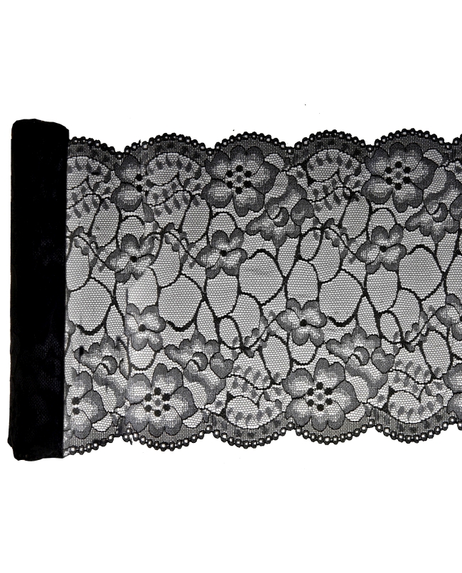 Camino Mesa Encaje Negro 18cm X 3m Poliester ***OFERTA DTO NO ACUMULABLE