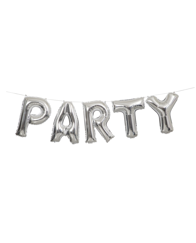 Kit Guirnalda Letras Party Plata Foil 35,5cm