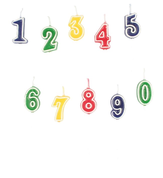 Velas Colores Set Numeros 0 Al 9 Multicolor 5,5cm