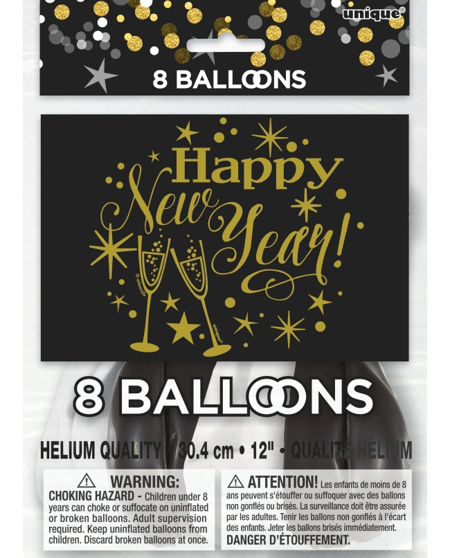 Globos Latex 30,5cm H. New Year Destellos