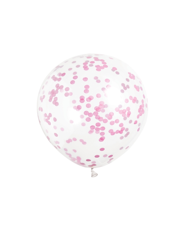 Globos Latex 30,5cm Transparentes Confeti Fucsia