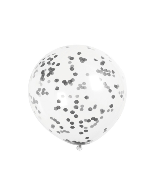 Globos Latex 30,5cm Transparentes Confeti Negro