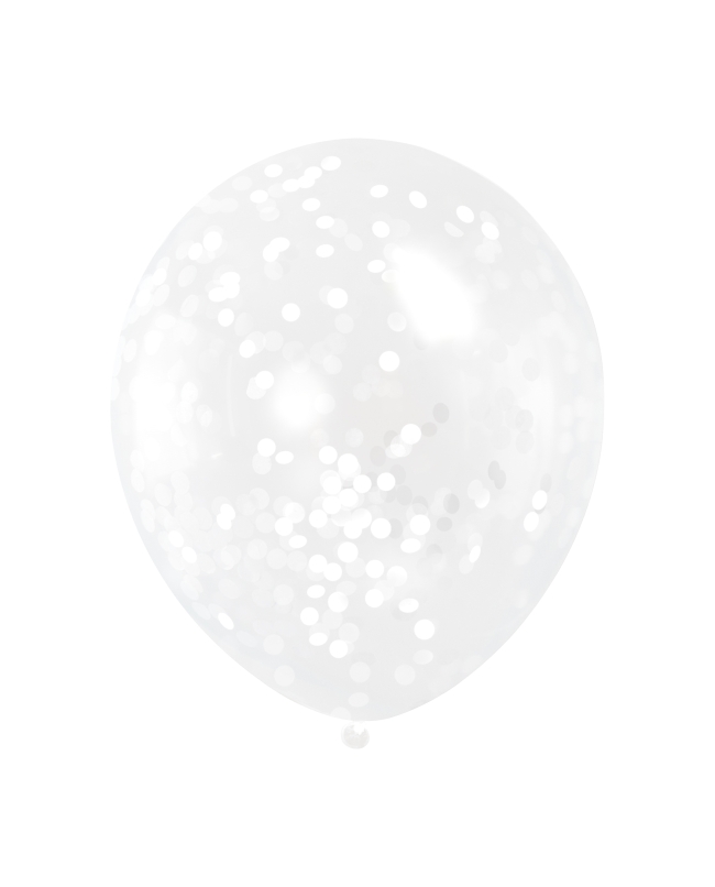 Globos Latex 30,5cm Transparentes Confeti Blanco