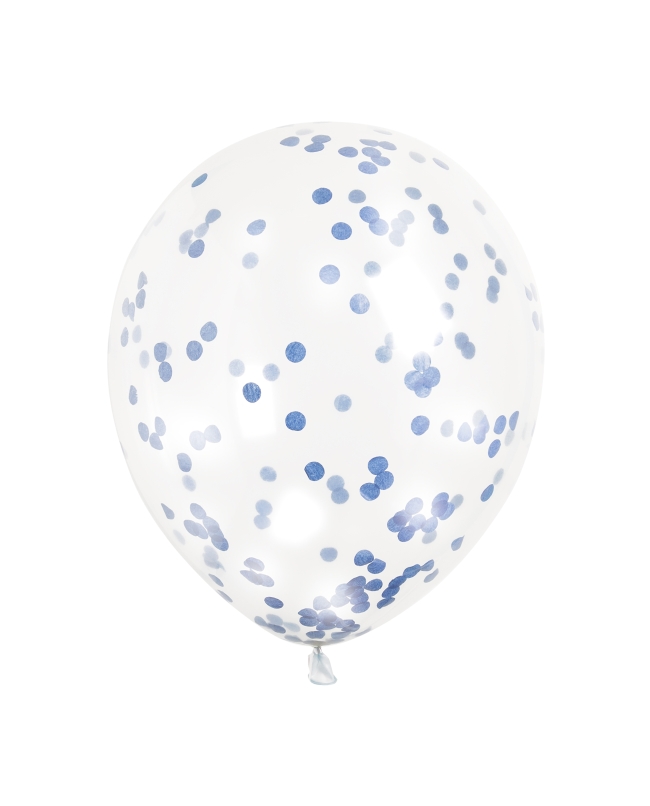 Globos Latex 30,5cm Transparentes Confeti Azul Real
