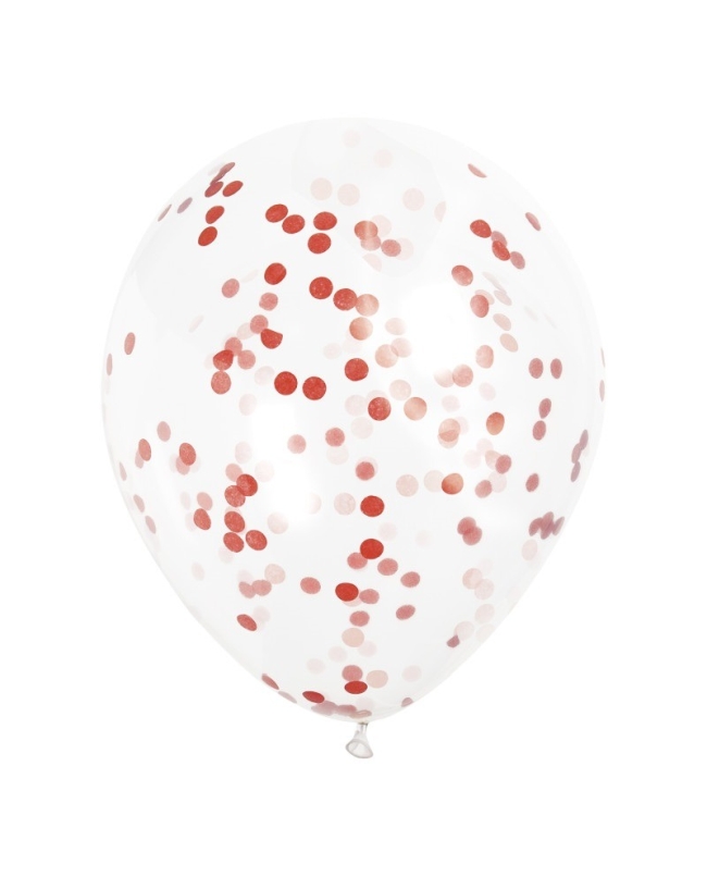 Globos Latex 30,5cm Transparente Confeti Rojo Rubi