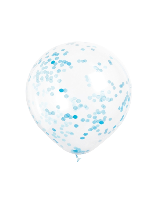Globos Latex 30,5cm Transparentes Confeti Azul Pastel