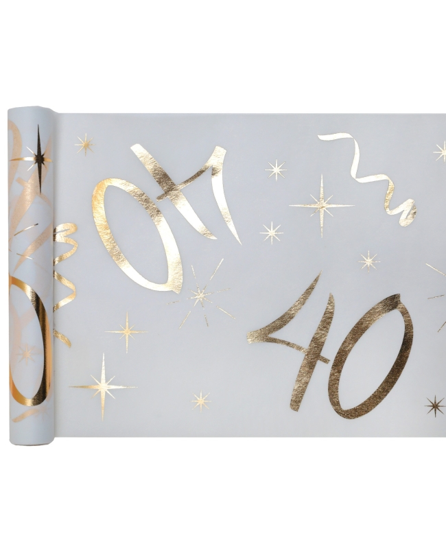 Camino Mesa Blanco Numero 40 Oro 30cm X 5m Tejido No Tejido Poliester ***OFERTA DTO NO ACUMULABLE