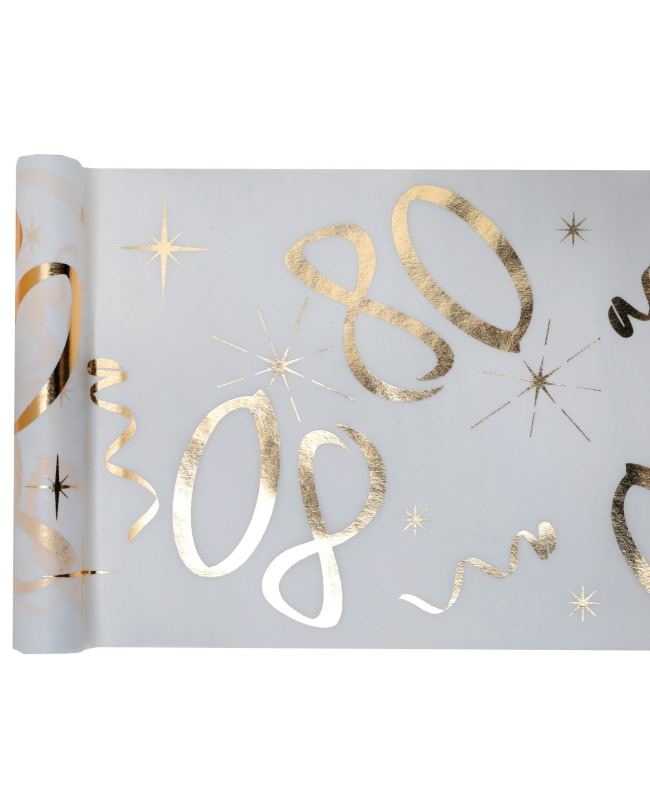 Camino Mesa Blanco Numero 80 Oro 30cm X 5m Tejido No Tejido Poliester ***OFERTA DTO NO ACUMULABLE