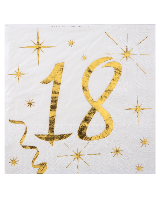 Servilletas Blanco Numero 18 Oro 25X25cm Papel 3 Capas ***OFERTA DTO NO ACUMULABLE