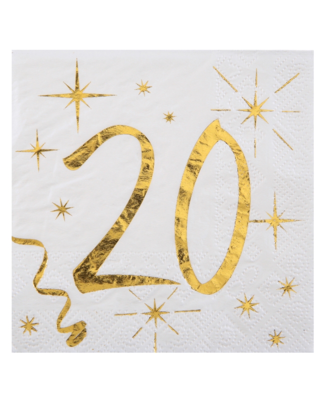 Servilletas Blanco Numero 20 Oro 25X25cm Papel 3 Capas ***OFERTA DTO NO ACUMULABLE