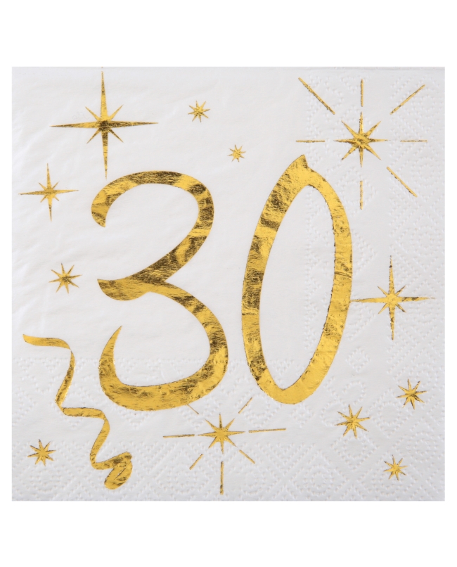 Servilletas Blanco Numero 30 Oro 25X25cm Papel 3 Capas ***OFERTA DTO NO ACUMULABLE