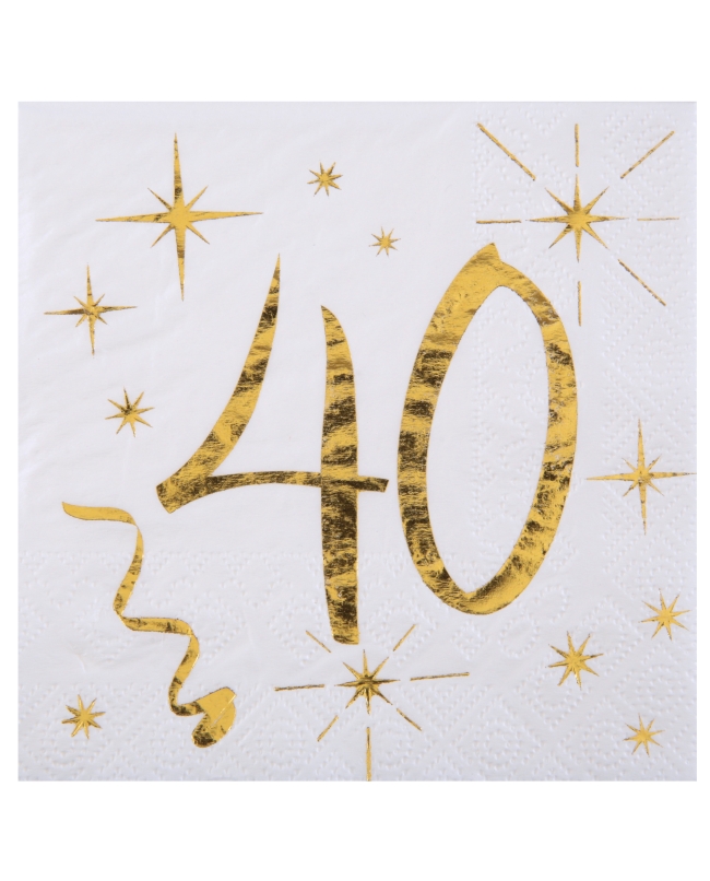 Servilletas Blanco Numero 40 Oro 25X25cm Papel 3 Capas ***OFERTA DTO NO ACUMULABLE