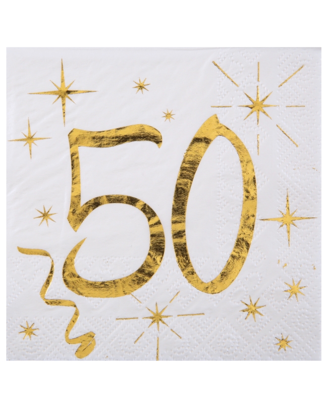 Servilletas Blanco Numero 50 Oro 25X25cm Papel 3 Capas ***OFERTA DTO NO ACUMULABLE