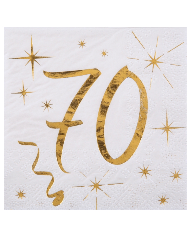 Servilletas Blanco Numero 70 Oro 25X25cm Papel 3 Capas ***OFERTA DTO NO ACUMULABLE
