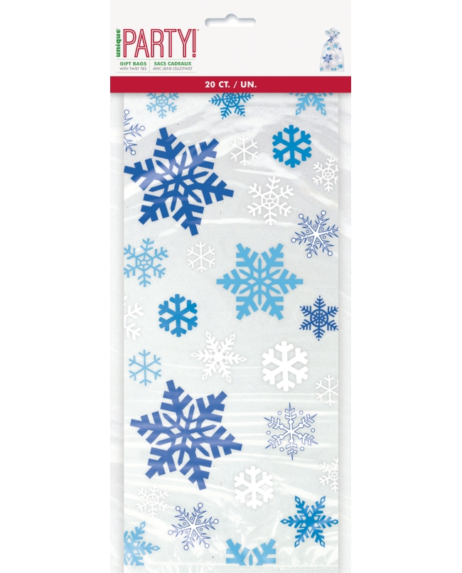 Bolsas Celofan Copos Nieve Azules