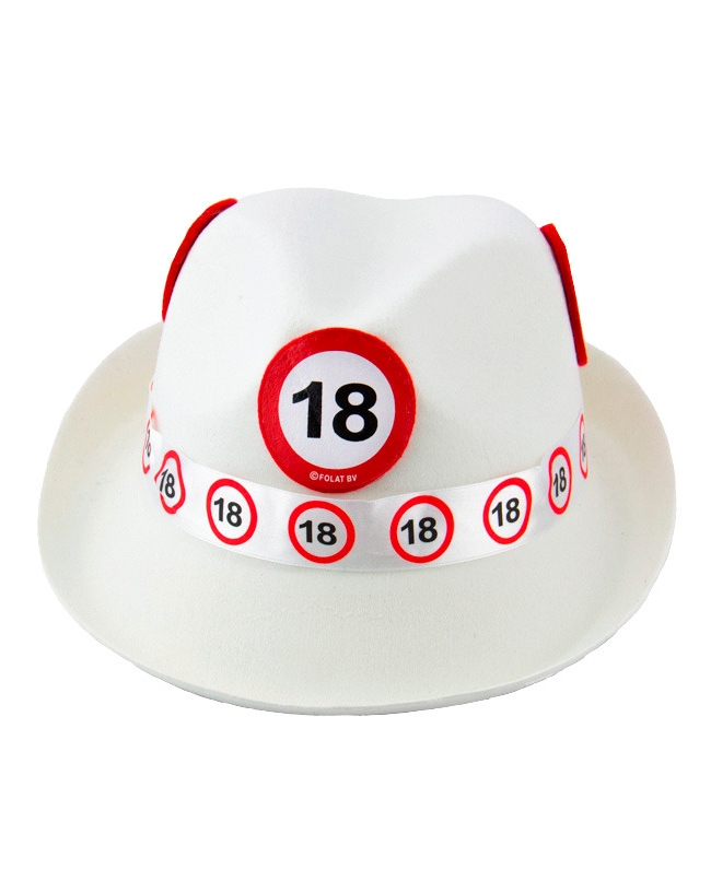 Sombrero Fieltro Blanco Señal Trafico Nº 18 Poliester